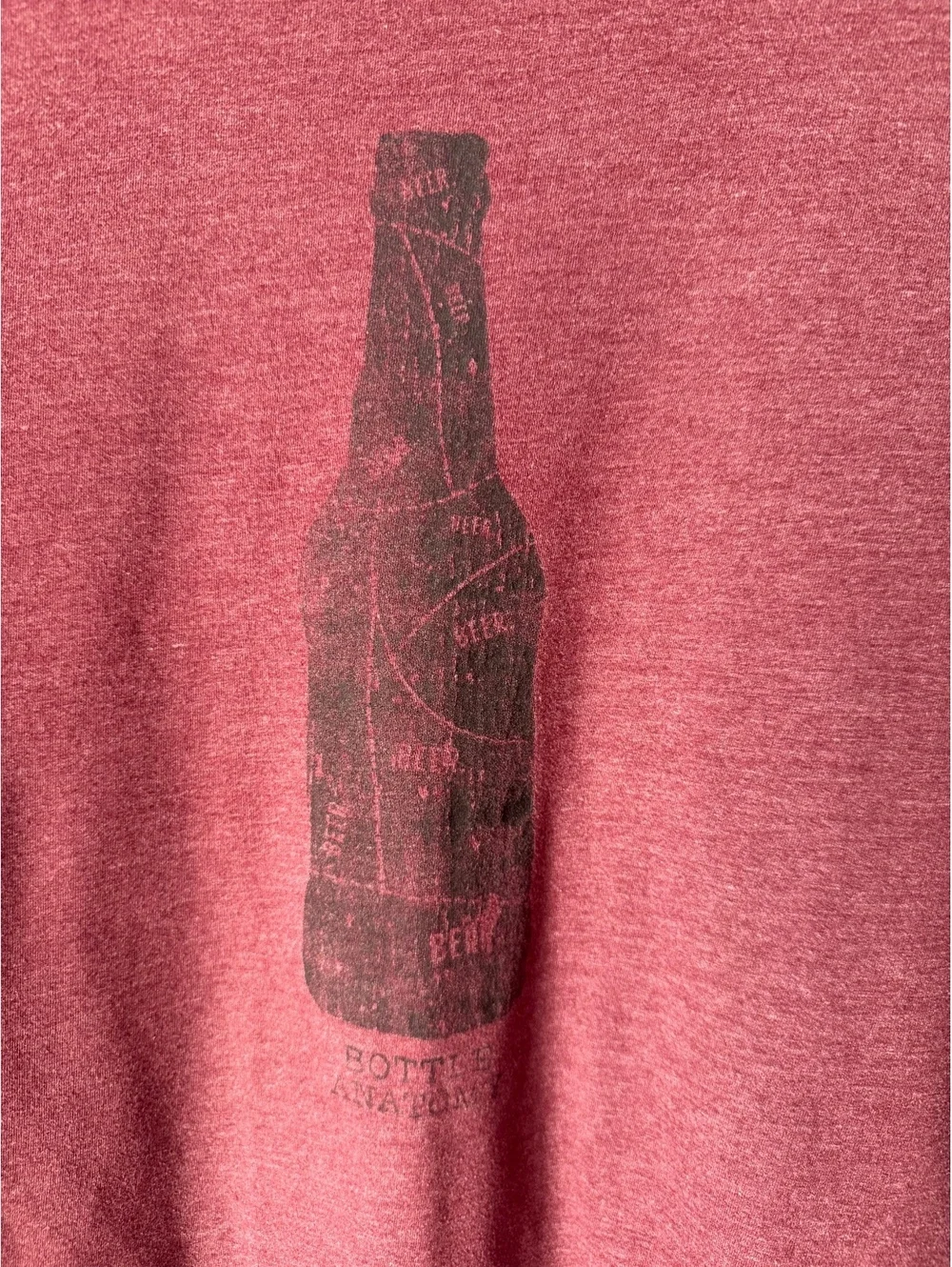 Banana Republic Men's Large Maroon Graphic T-Shirt with Beer Bottle Print, 60% C